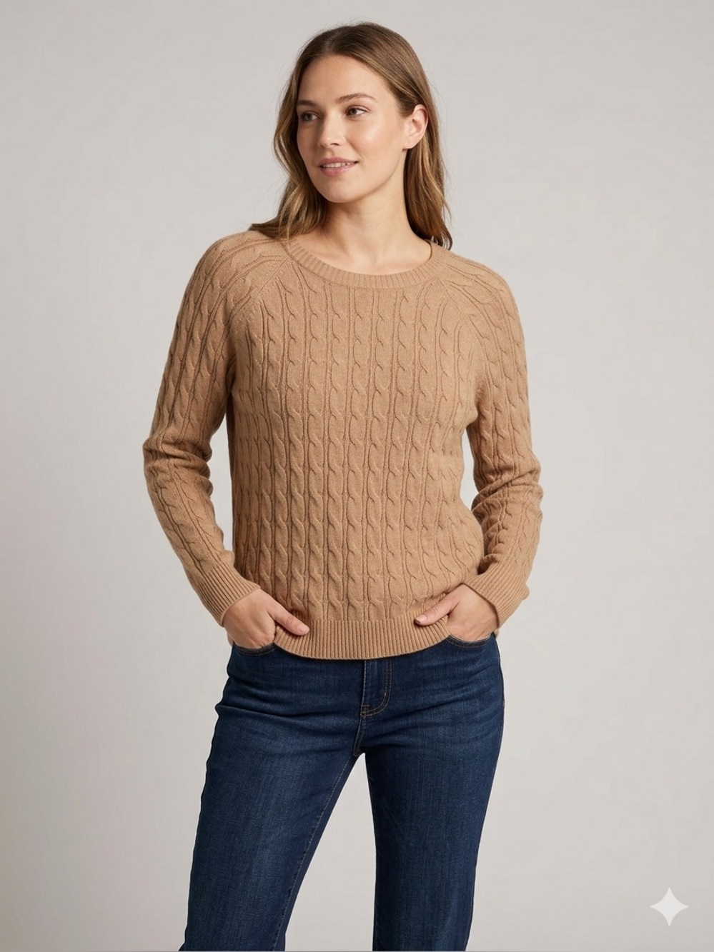 Croft & Barrow Cable Knit Sweater in Camel, Size L
